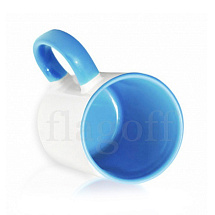 Кружка внутри голубая и цветная ручка керамическая для сублимации.