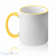 Кружка ручка/каёмка желтая керамическая для сублимации
